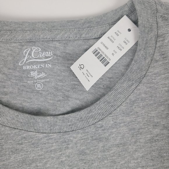 J. Crew Broken In Pocket Tee T-Shirt Men's XL 'Heather Gray' (HGR) Grey - Picture 4 of 7